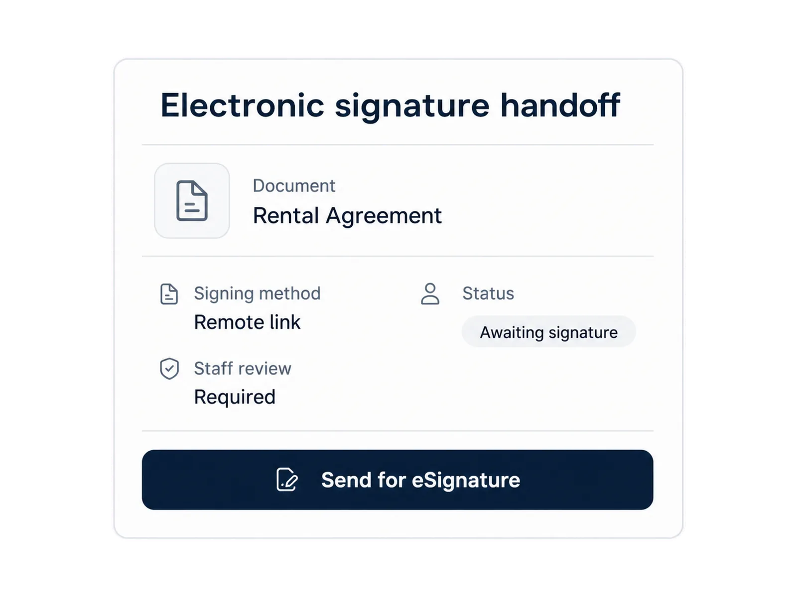 Use on-screen signing for the staffed handoff