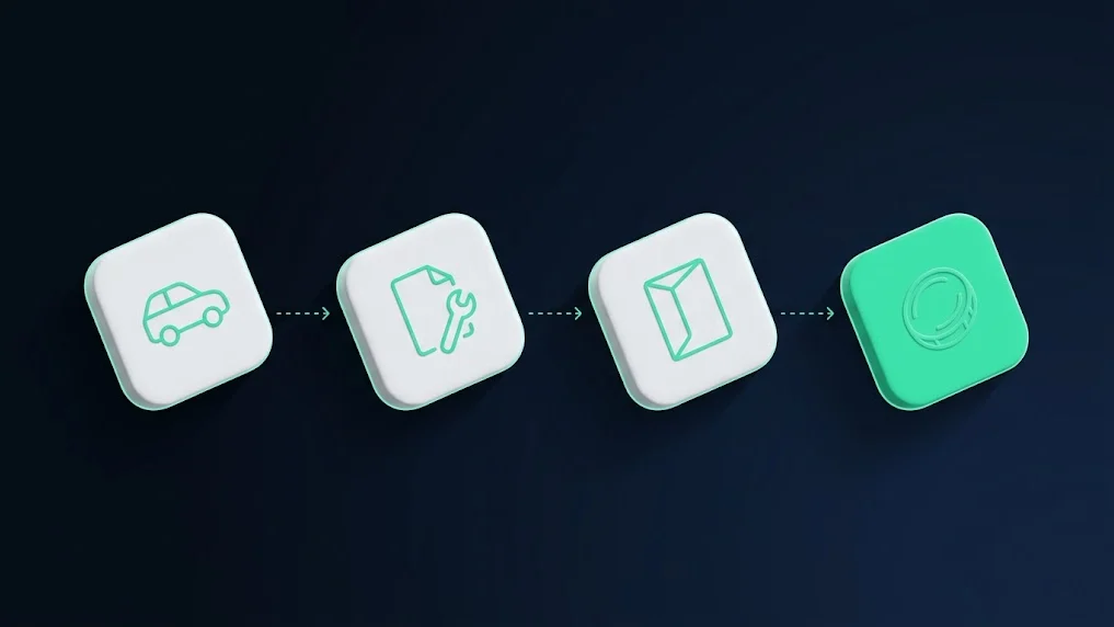 The OEM reimbursement path: a courtesy vehicle, the repair order it attaches to, the manufacturer warranty claim, and the payment back to the dealer
